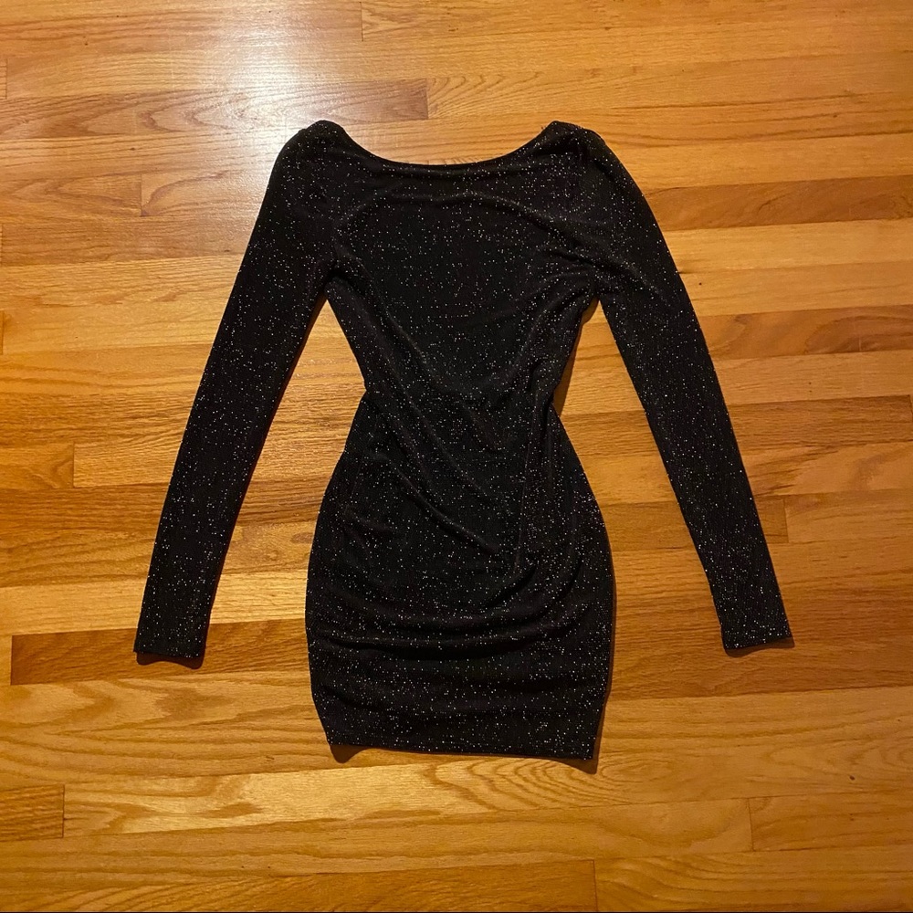 Urban Outfitters Black Sparkled Mini Dress with Deep Scoop Back